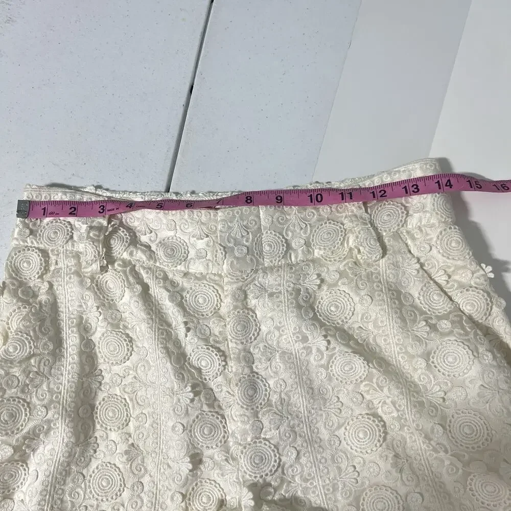 NWT Alice + Olivia Silk Lace Lined Shorts Size 6 Paula Ivory Bridal Bachelorette - Picture 12 of 14